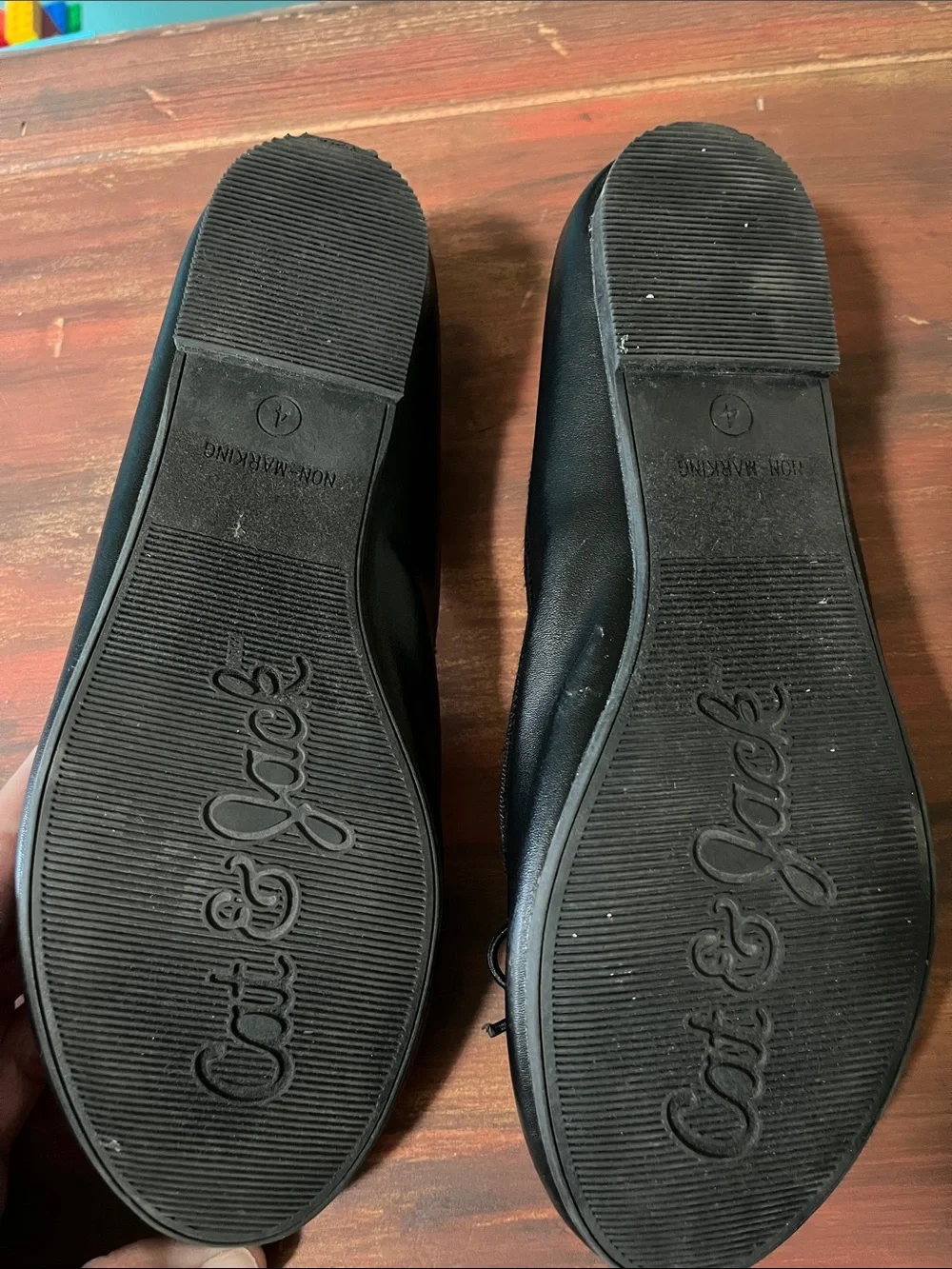 Cat & Jack Black Ballet Flats with Bow Trim